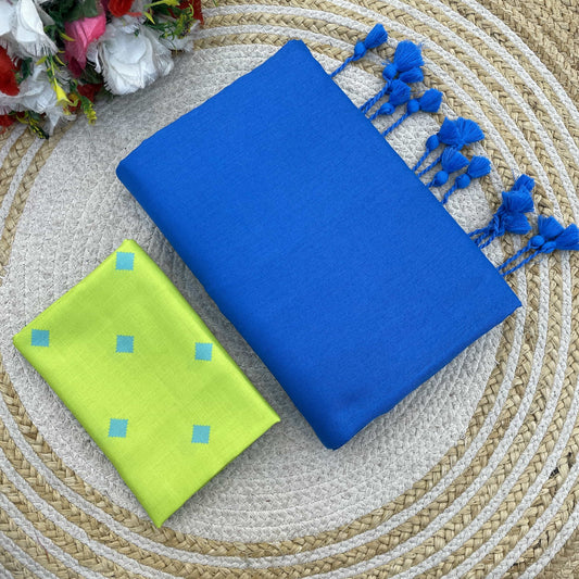 Plain Khadi Cotton Saree with Digital Print Blouse – Elegant & Comfortable Wear