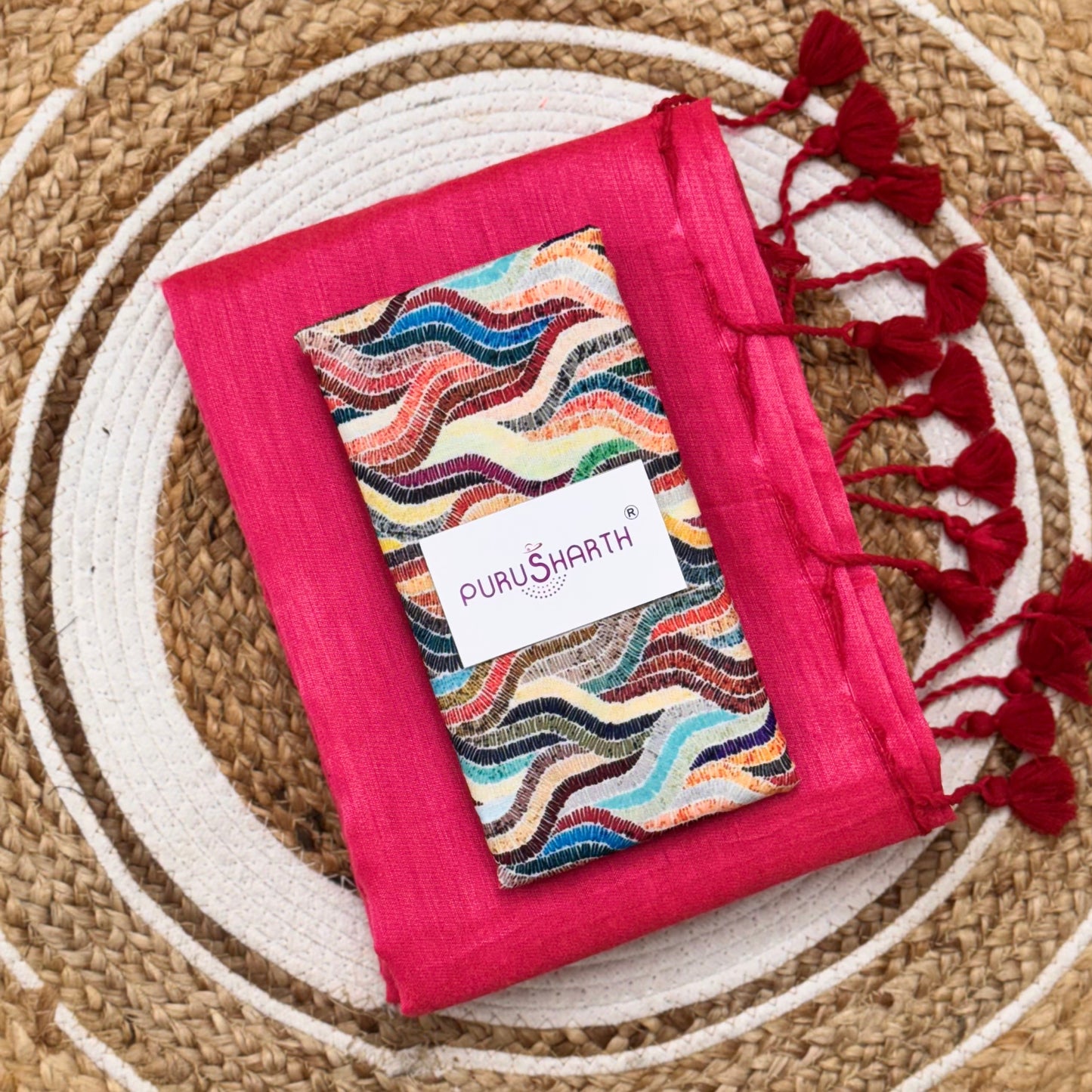 Plain Khadi Cotton Saree with Digital Print Blouse – Elegant & Comfortable Wear