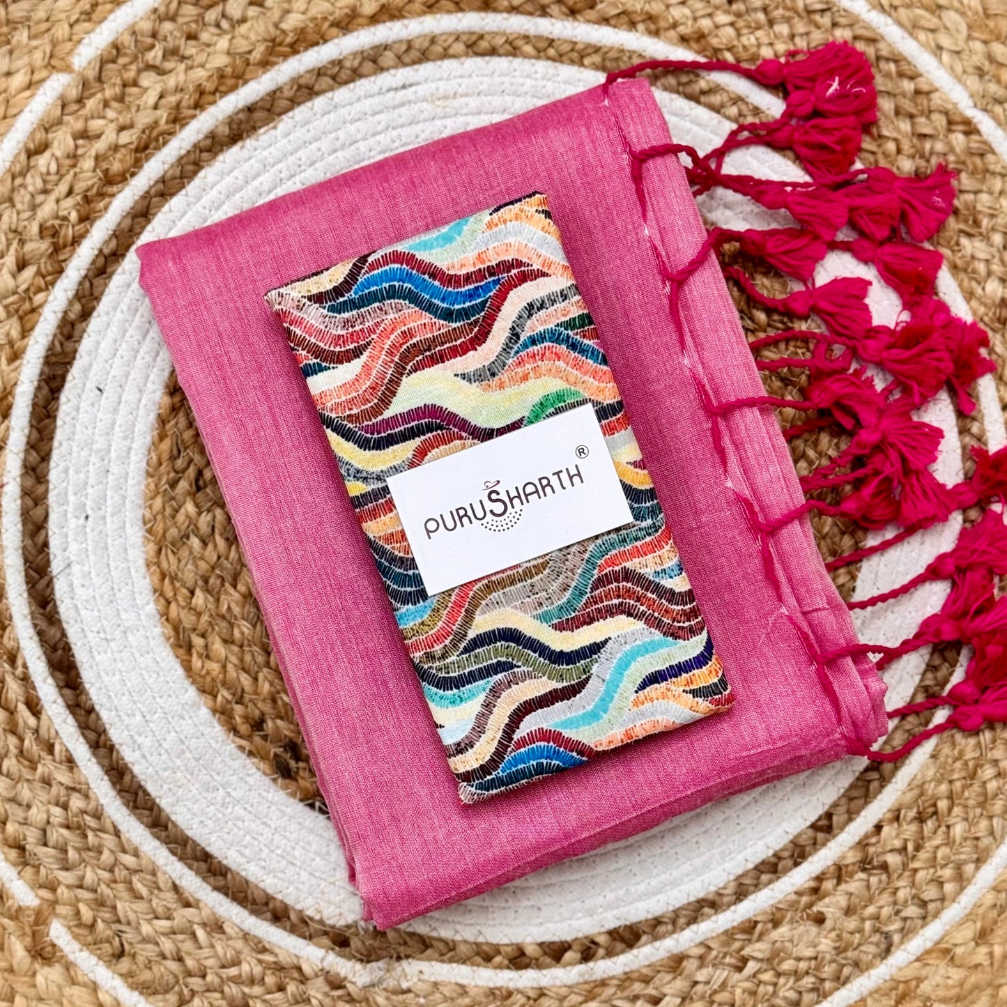 Plain Khadi Cotton Saree with Digital Print Blouse – Elegant & Comfortable Wear