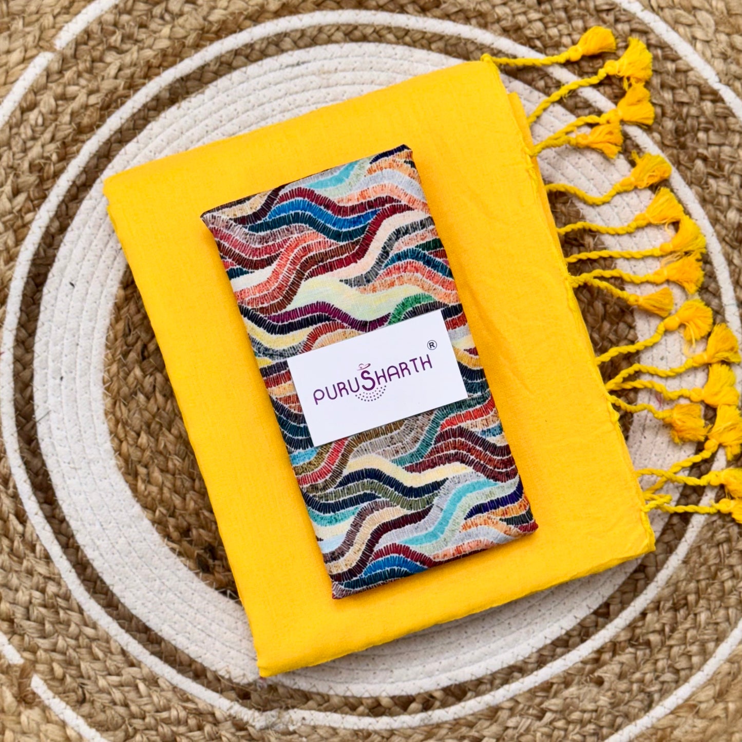 Plain Khadi Cotton Saree with Digital Print Blouse – Elegant & Comfortable Wear