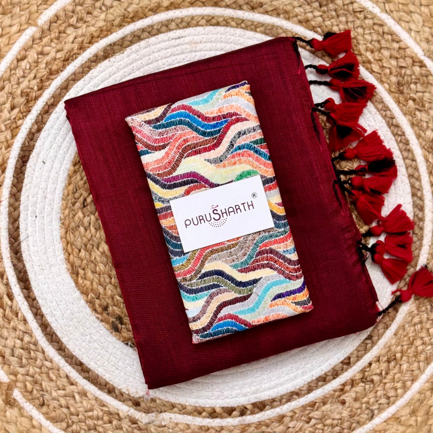 Plain Khadi Cotton Saree with Digital Print Blouse – Elegant & Comfortable Wear