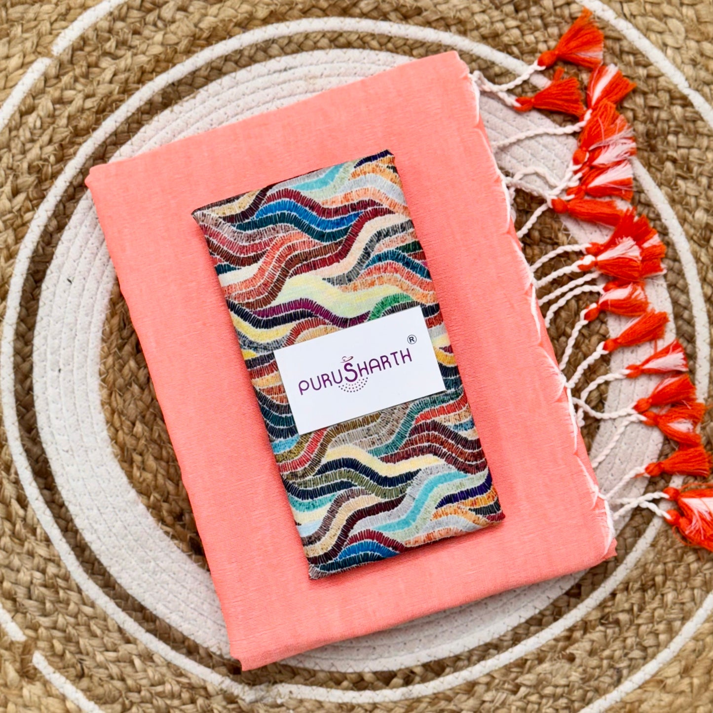 Plain Khadi Cotton Saree with Digital Print Blouse – Elegant & Comfortable Wear