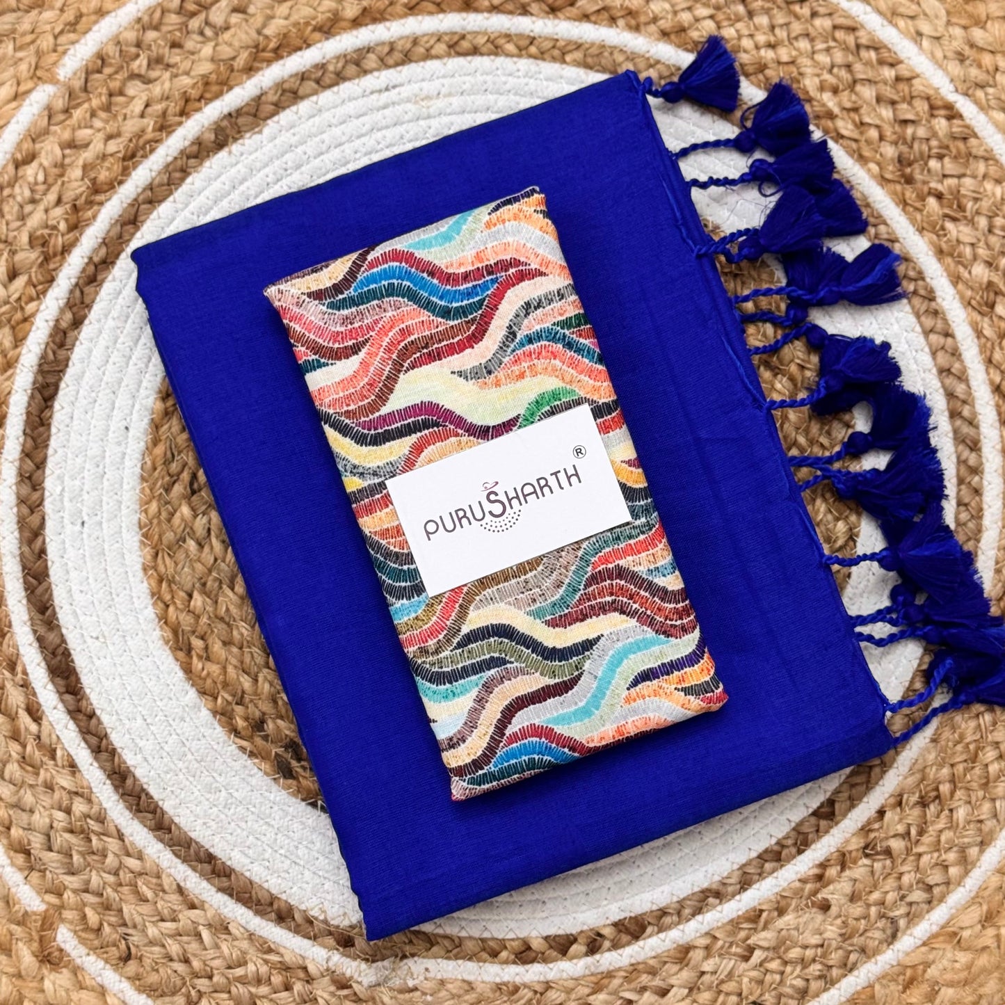 Plain Khadi Cotton Saree with Digital Print Blouse – Elegant & Comfortable Wear