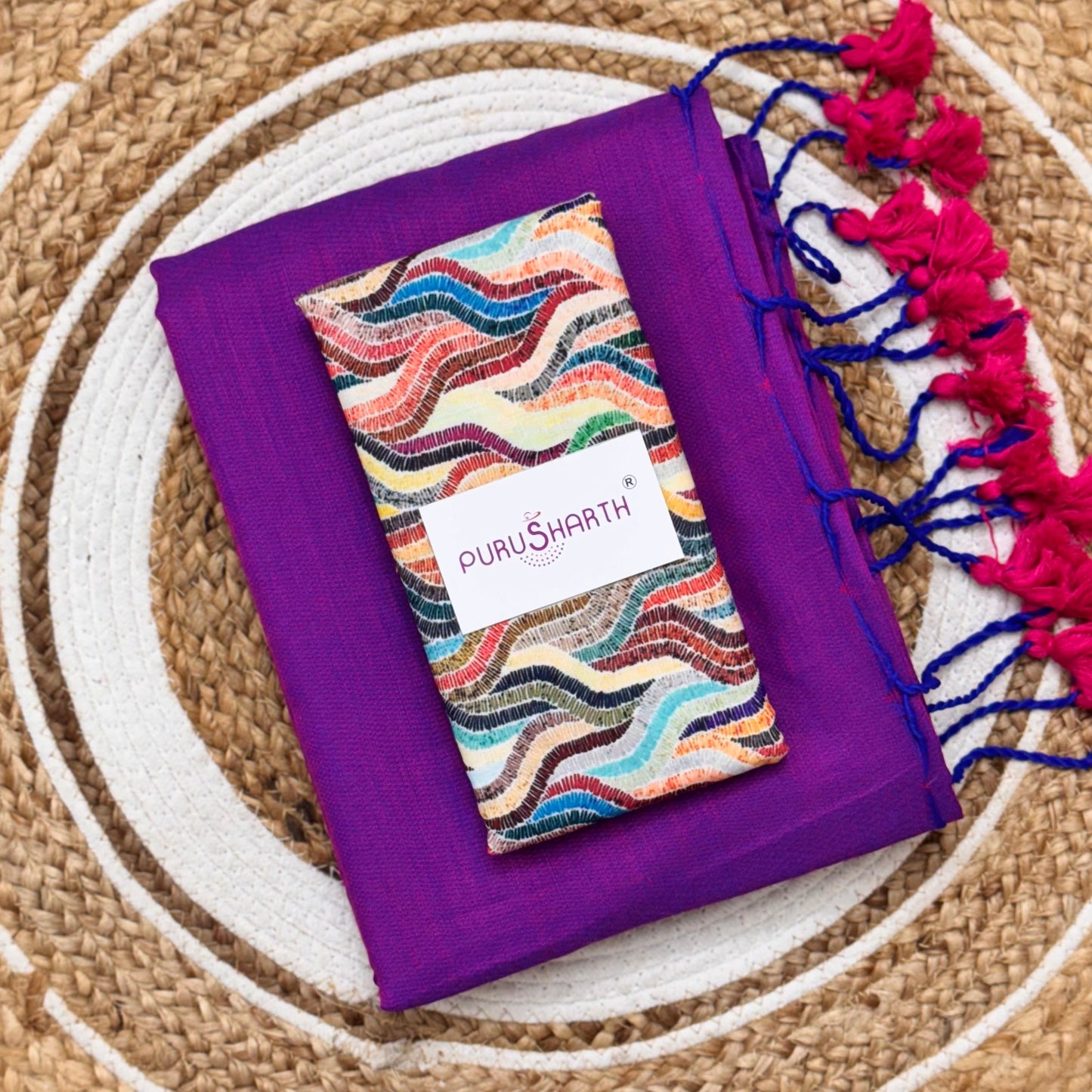 Plain Khadi Cotton Saree with Digital Print Blouse – Elegant & Comfortable Wear