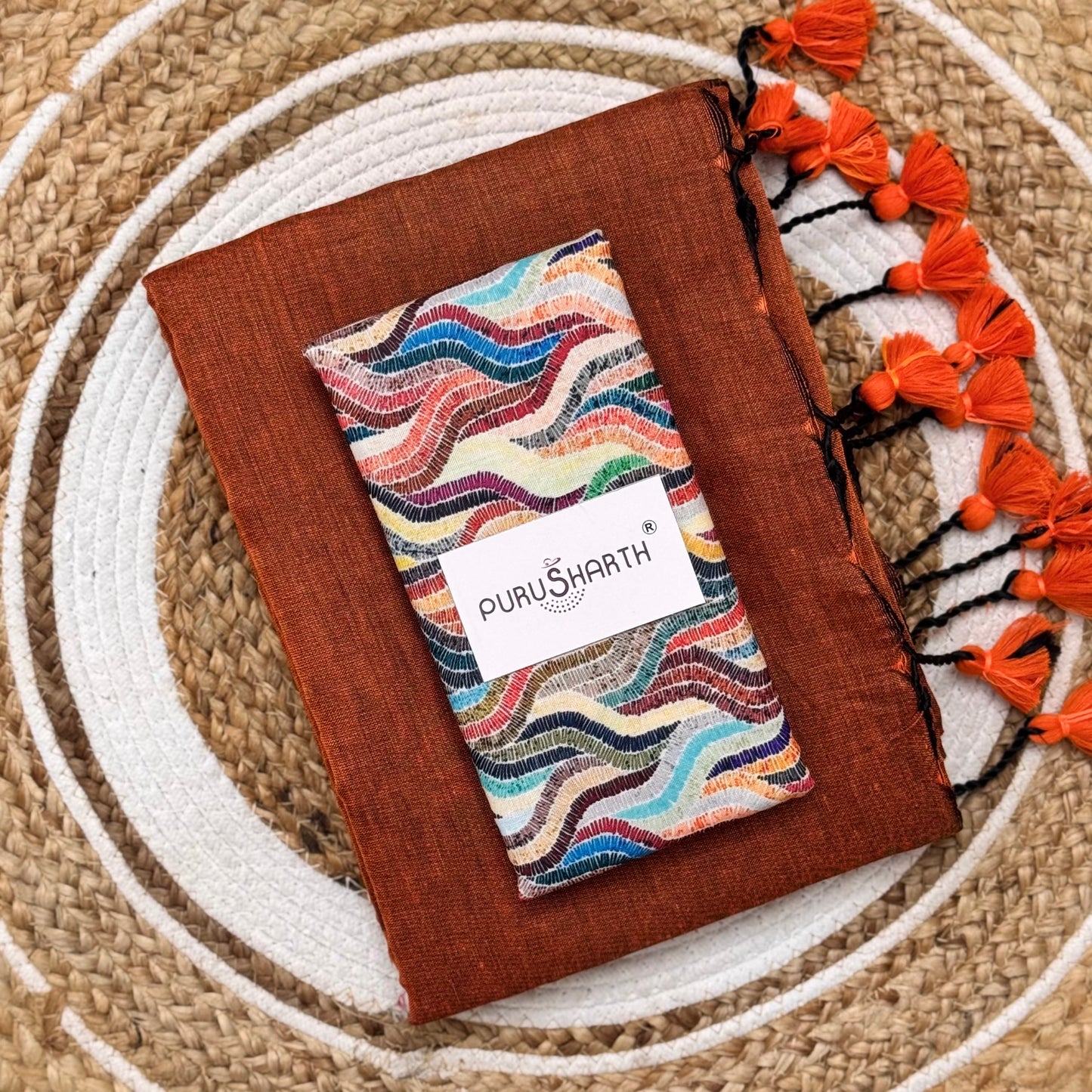 Plain Khadi Cotton Saree with Digital Print Blouse – Elegant & Comfortable Wear