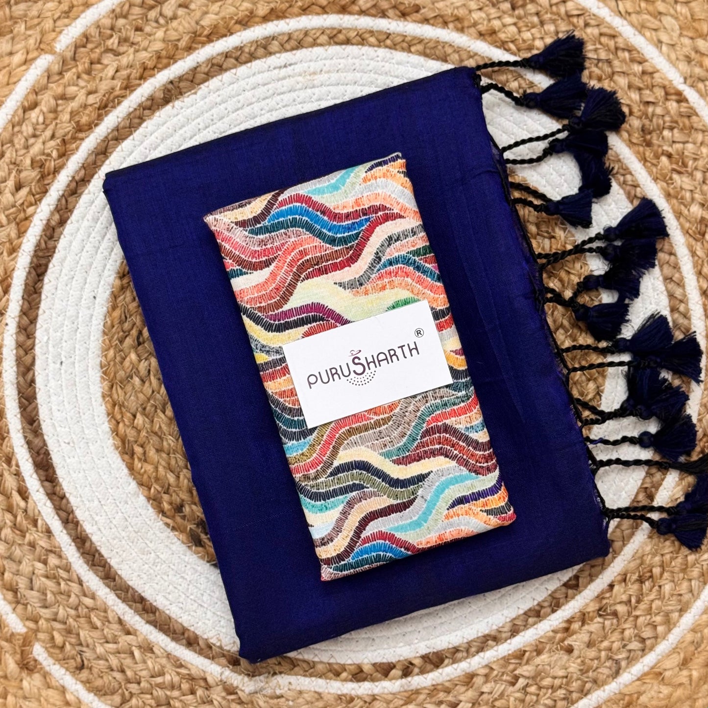 Plain Khadi Cotton Saree with Digital Print Blouse – Elegant & Comfortable Wear