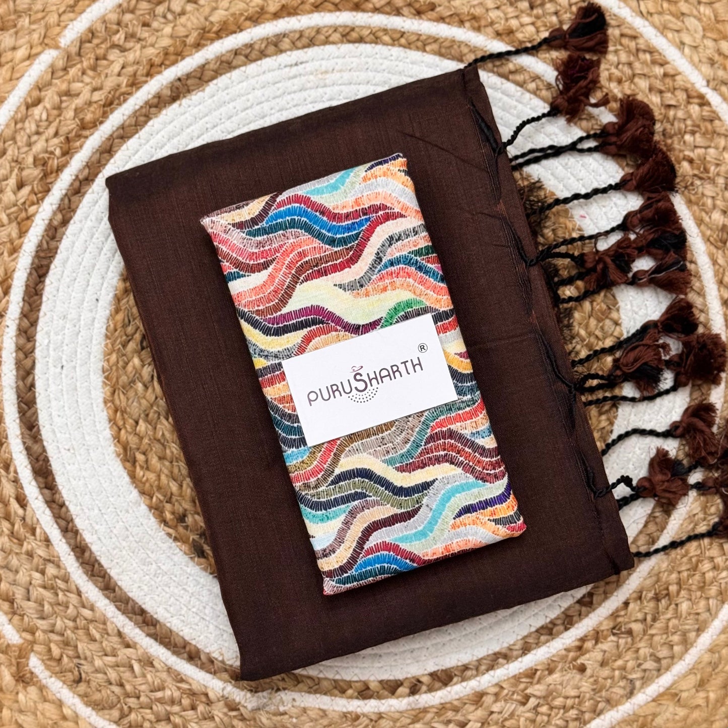 Plain Khadi Cotton Saree with Digital Print Blouse – Elegant & Comfortable Wear