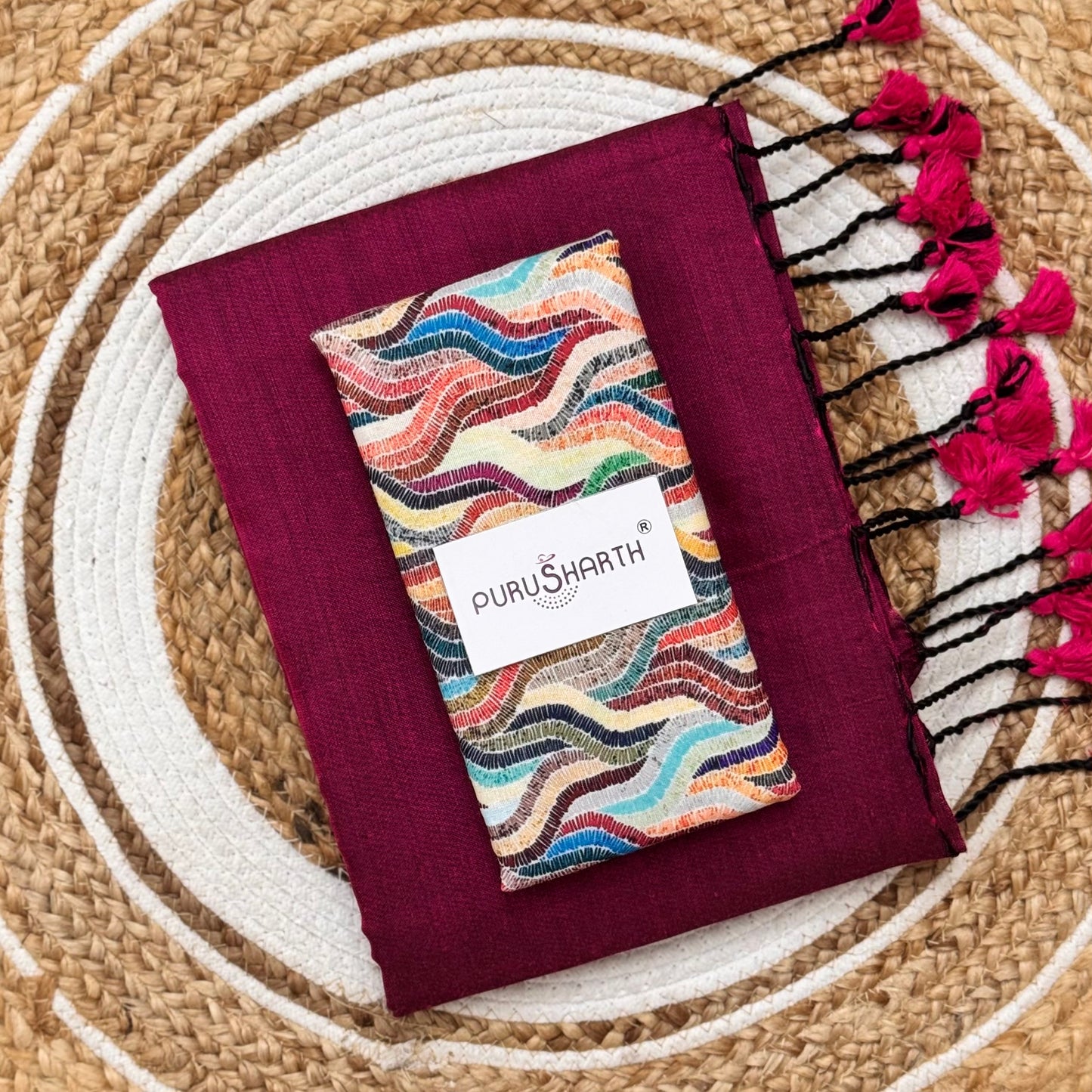 Plain Khadi Cotton Saree with Digital Print Blouse – Elegant & Comfortable Wear